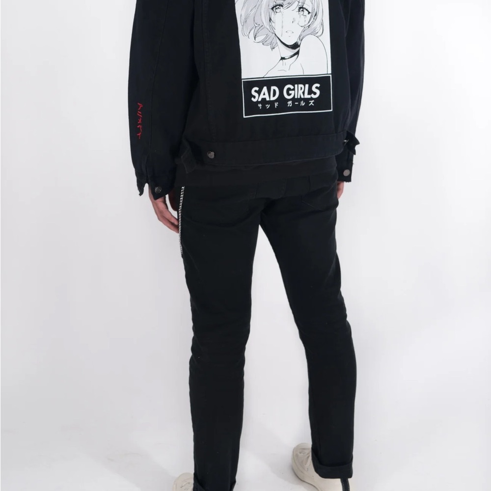 Black Graphic Jean Jacket